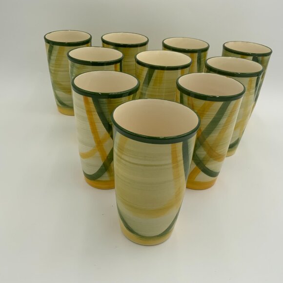 Set of 10 Vintage Vernonware Gingham Tumblers Glasses Vernon Kilns - Picture 6 of 8
